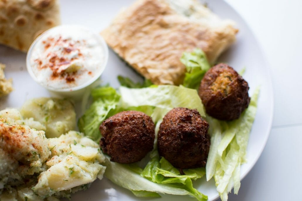 Serving Falafel